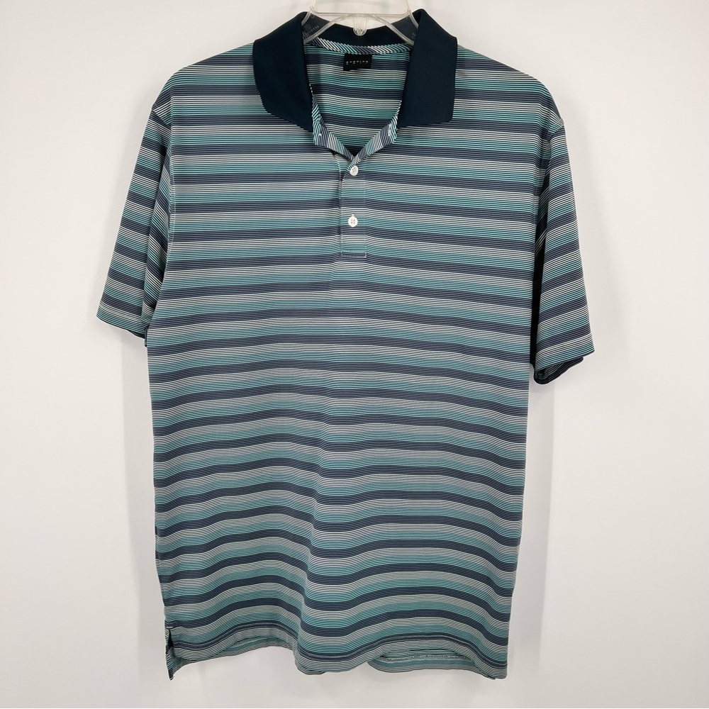 Dunning Golf‎ Men's Striped Polo Shirt - Blue and Gray